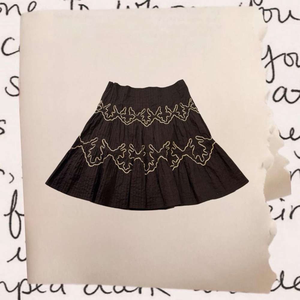 vintage embroidered pleated midi skirt